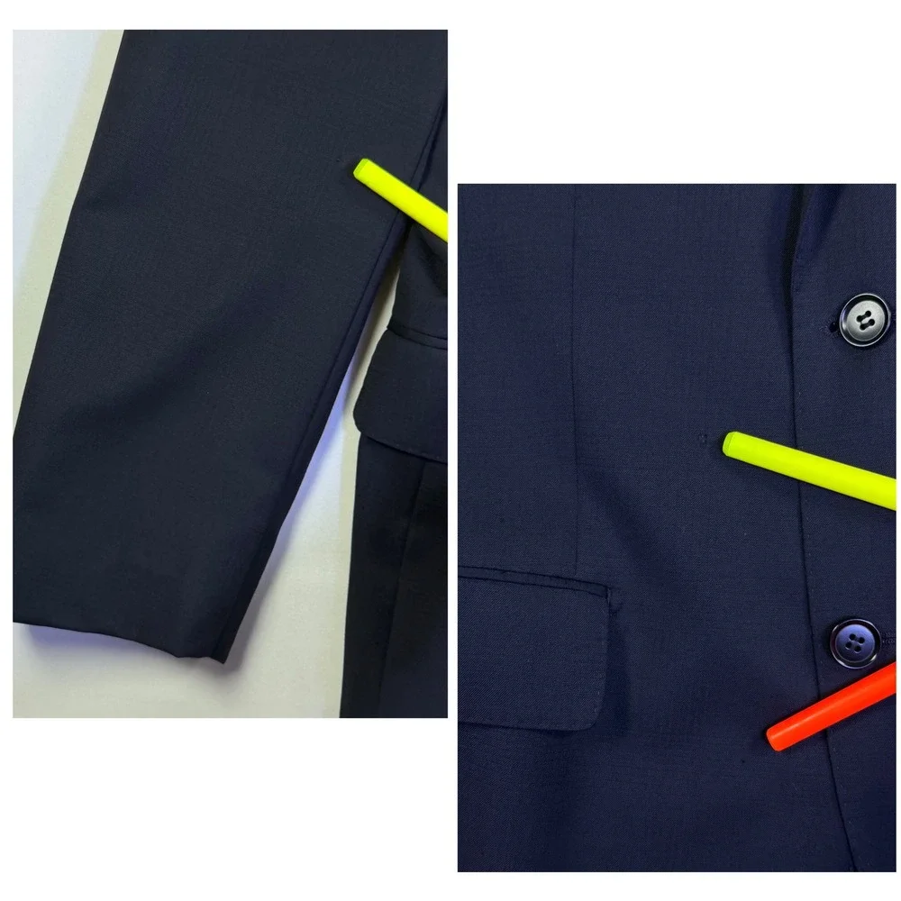 Enzo Tovare Italy‎ Mens Blazer 40R Black Super 150s Virgin Wool 2-Button Jacket